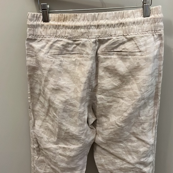 Athleta Cabo Tide Linen Joggers Neutral Camo Pants Size 2 Elastic Waist - Picture 6 of 11